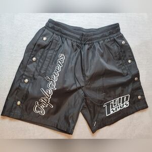 Triple Sevens Nylon Button Up Shorts Black Size Medium NWT Streetwear T7